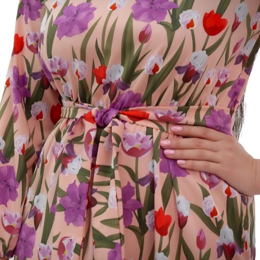 Платье Цветочное, розовое, Цвет: Розовый , Размер: L, изображение 2