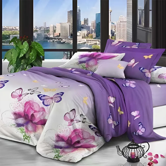 Комплект постельного белья Примавера, Бабочки, Цвет комплекта: Бабочки , Размер: Евро , Размер наволочки: 50*70